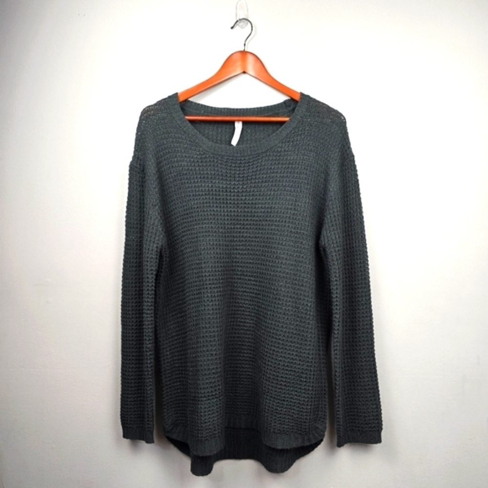 ZENANA OUTFITTERS Sheer Knit Oversized Sweater‎ Green Womens Size L